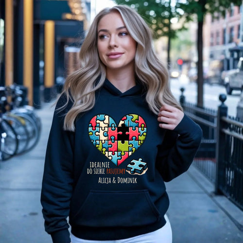 Bluza damska z kapturem - Idealnie do siebie pasujemy - personalizowana W44 - StoryCups.pl