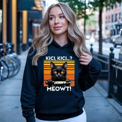Bluza damska - Kot z nożem - Kici, kici... MEOWT! HL17 - StoryCups.pl