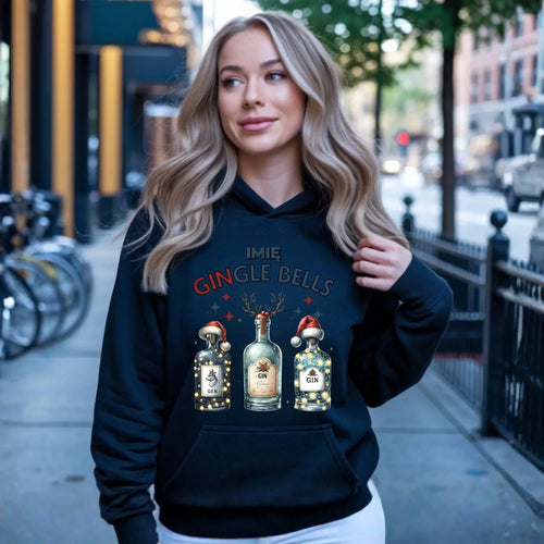 Bluza damska z kapturem świąteczna - Gin Gingle bells - personalizowana BN68 - StoryCups.pl