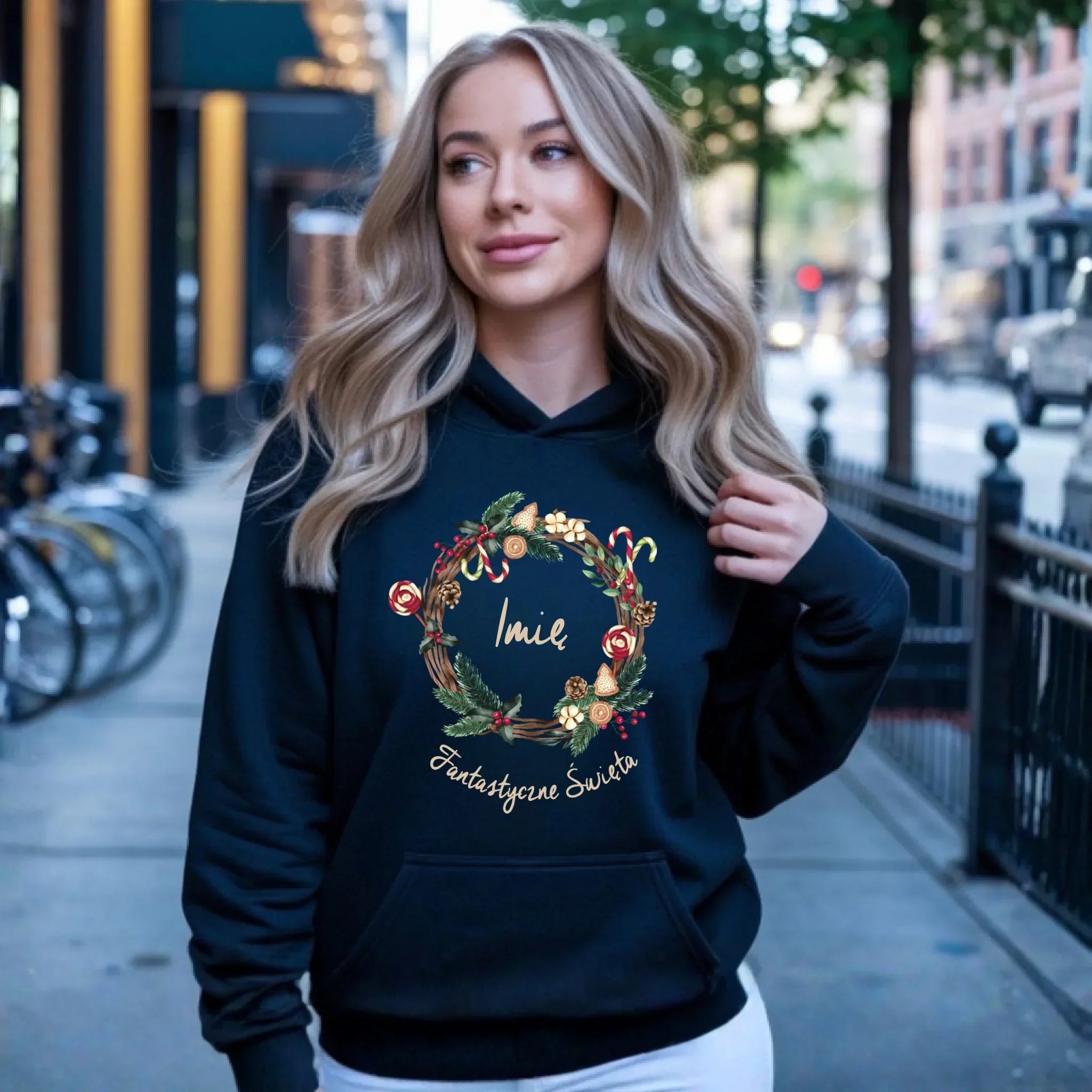 Bluza damska z kapturem świąteczna - Fantastyczne Święta - personalizowana BN14