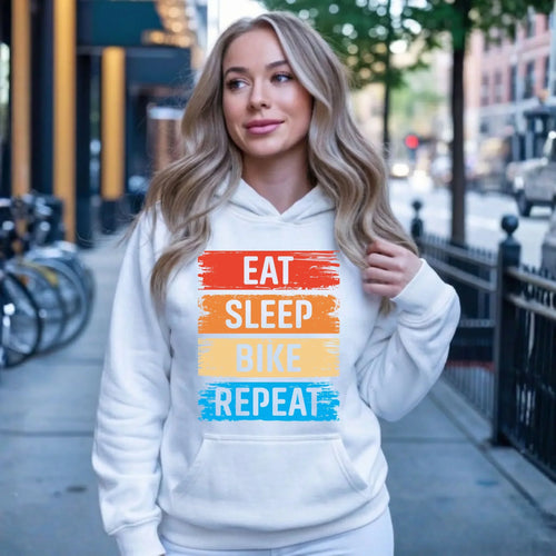 Bluza damska z kapturem na rower - Eat sleep bike repeat HR03 - StoryCups.pl