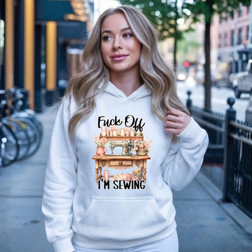 Bluza damska z kapturem szyciowa dla krawcowej - Fck off im sewing HS16 - StoryCups.pl