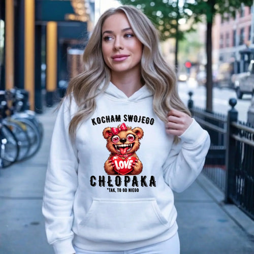 Bluza damska z kapturem dla dziewczyny - Kocham swojego chłopaka W89 - StoryCups.pl