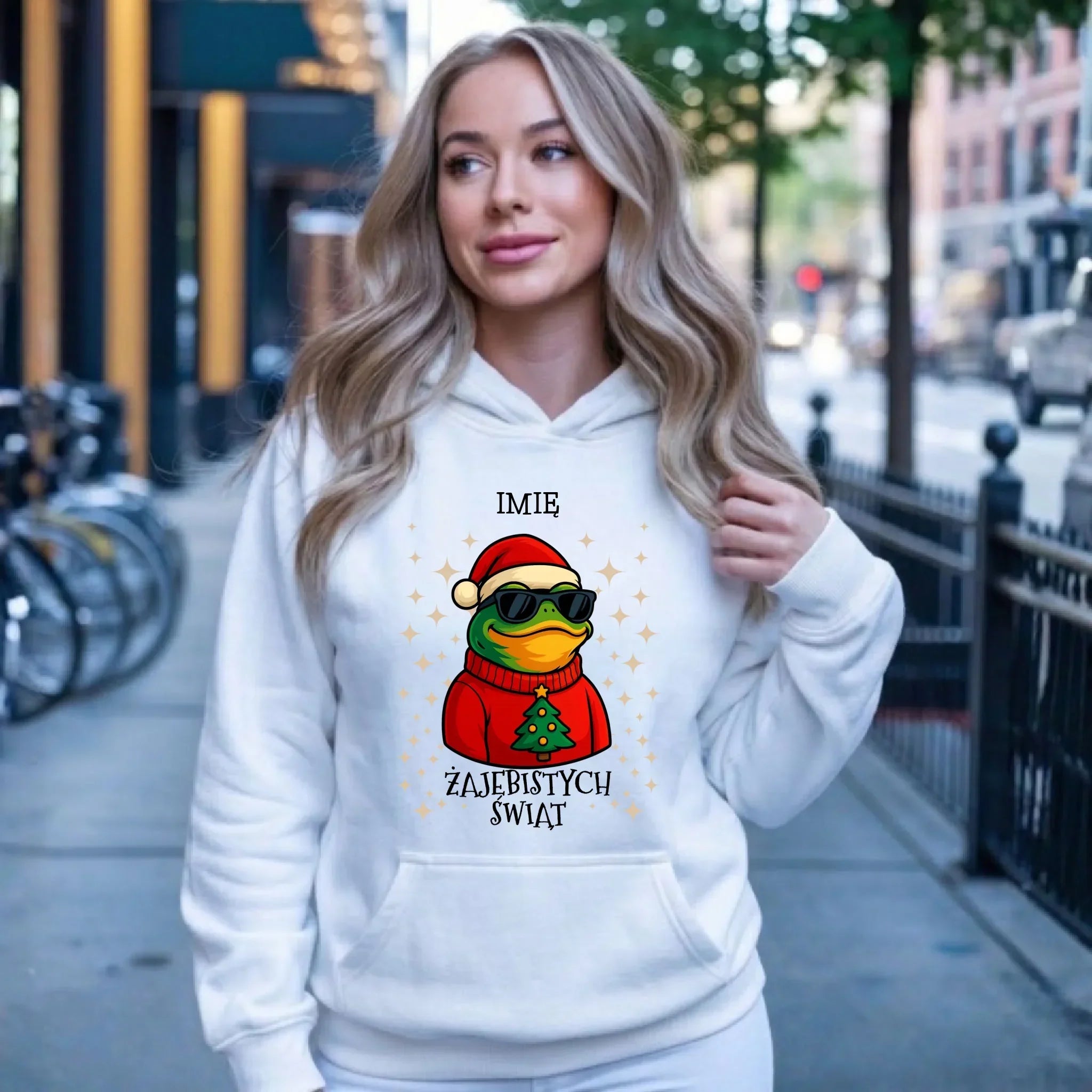 Bluza damska z kapturem świąteczna - Żajebistych Świąt - personalizowana BN144 - StoryCups.pl