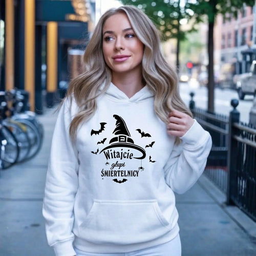 Bluza damska z kapturem na Halloween - Witajcie głupi śmiertelnicy HL23 - StoryCups.pl