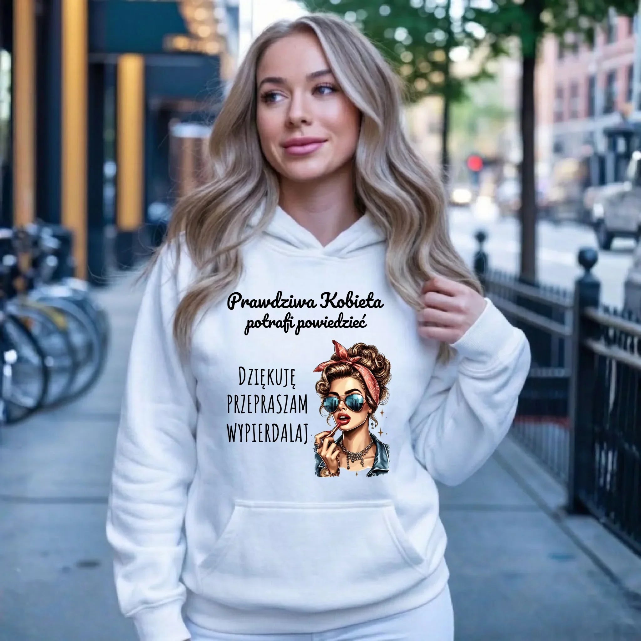 Bluza damska z kapturem - Prawdziwa kobieta - bez cenzury DZ15 - StoryCups.pl