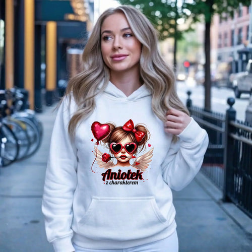 Bluza damska z kapturem - Aniołek z charakterem W58 - StoryCups.pl