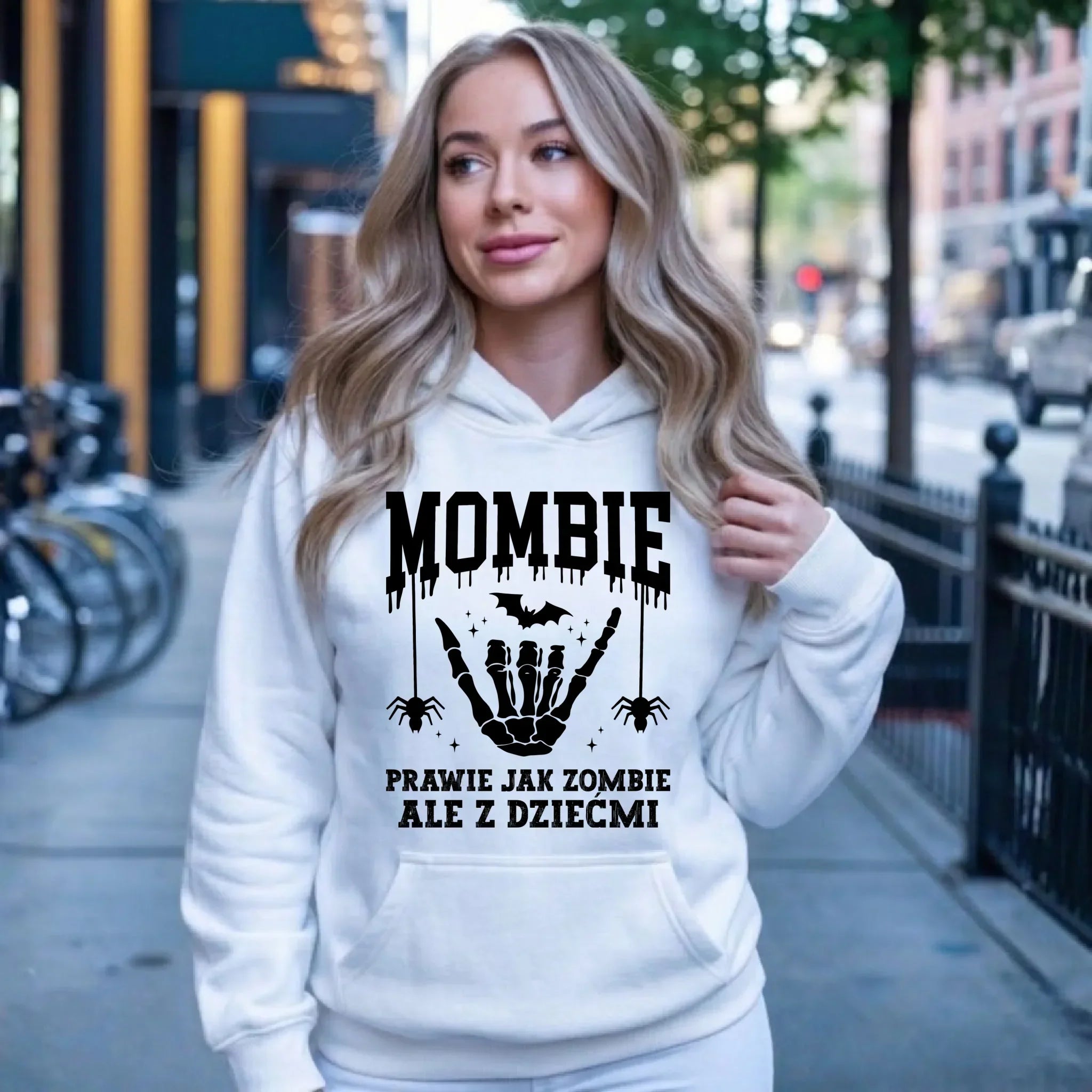 Bluza damska z kapturem dla mamy - Mombie - zombie z dziećmi HL18 - StoryCups.pl