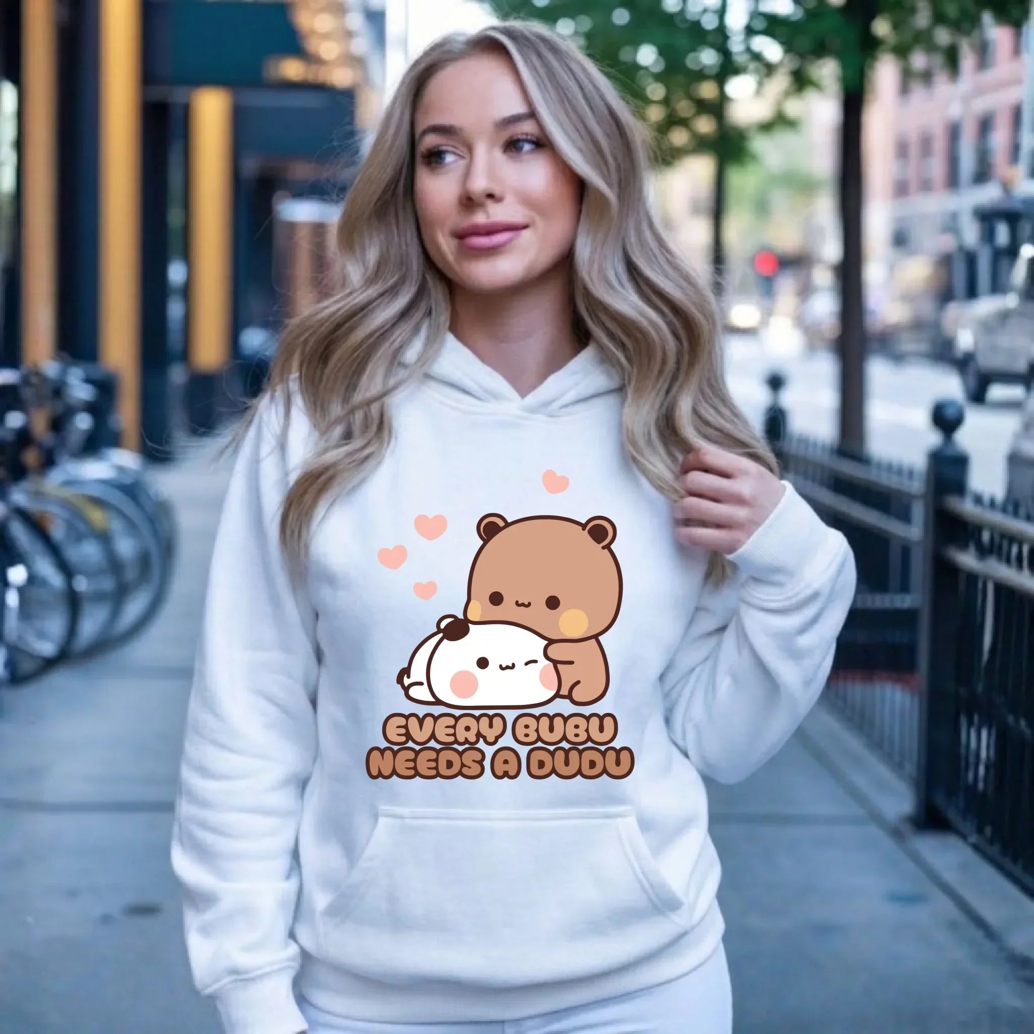 Bluza damska z kapturem dla par - Every Bubu needs a Dudu W33