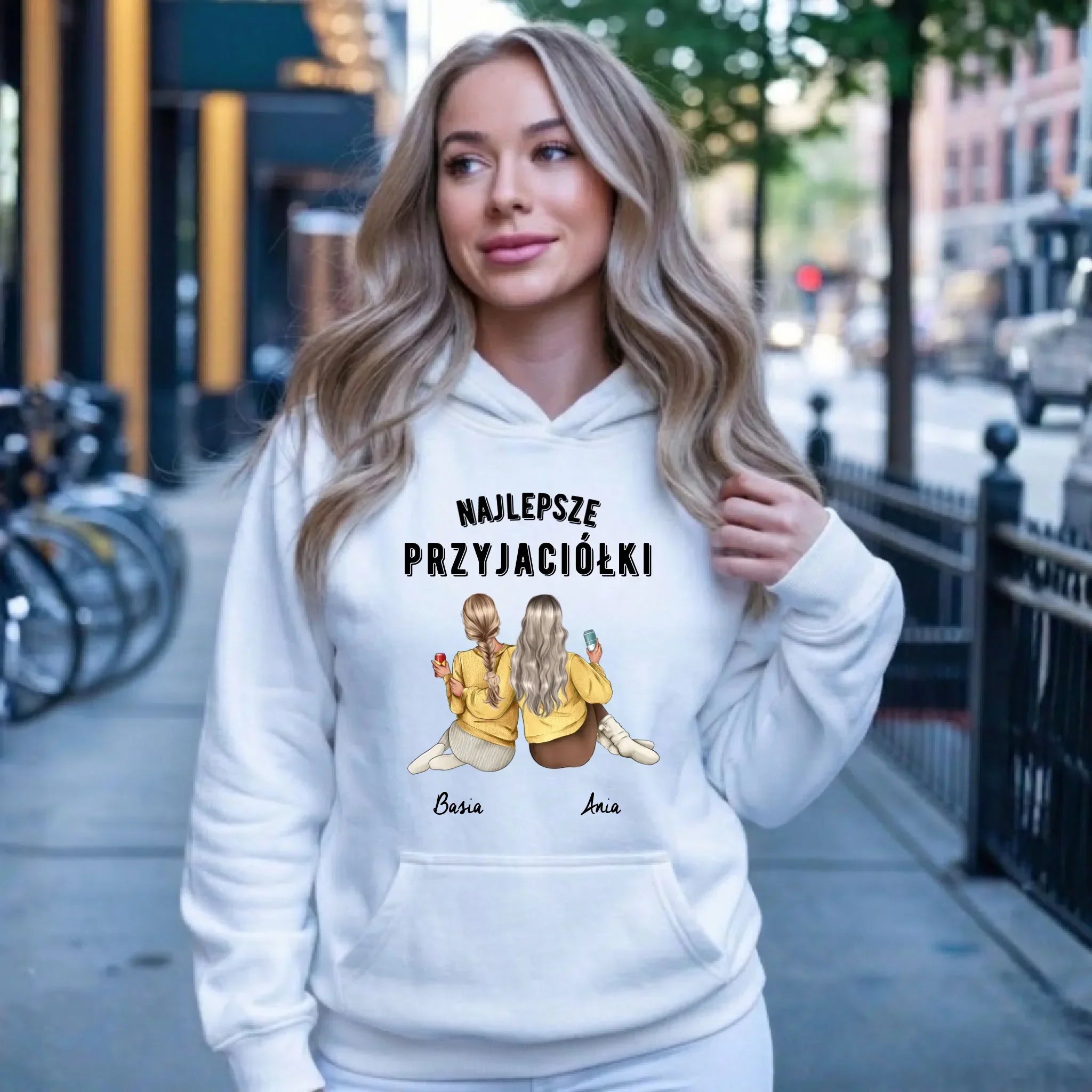 Bluza damska z kapturem - prezent dla przyjaciółek - Najlepsze przyjaciółki 2-4 osób - personalizowana PR01 - StoryCups.pl