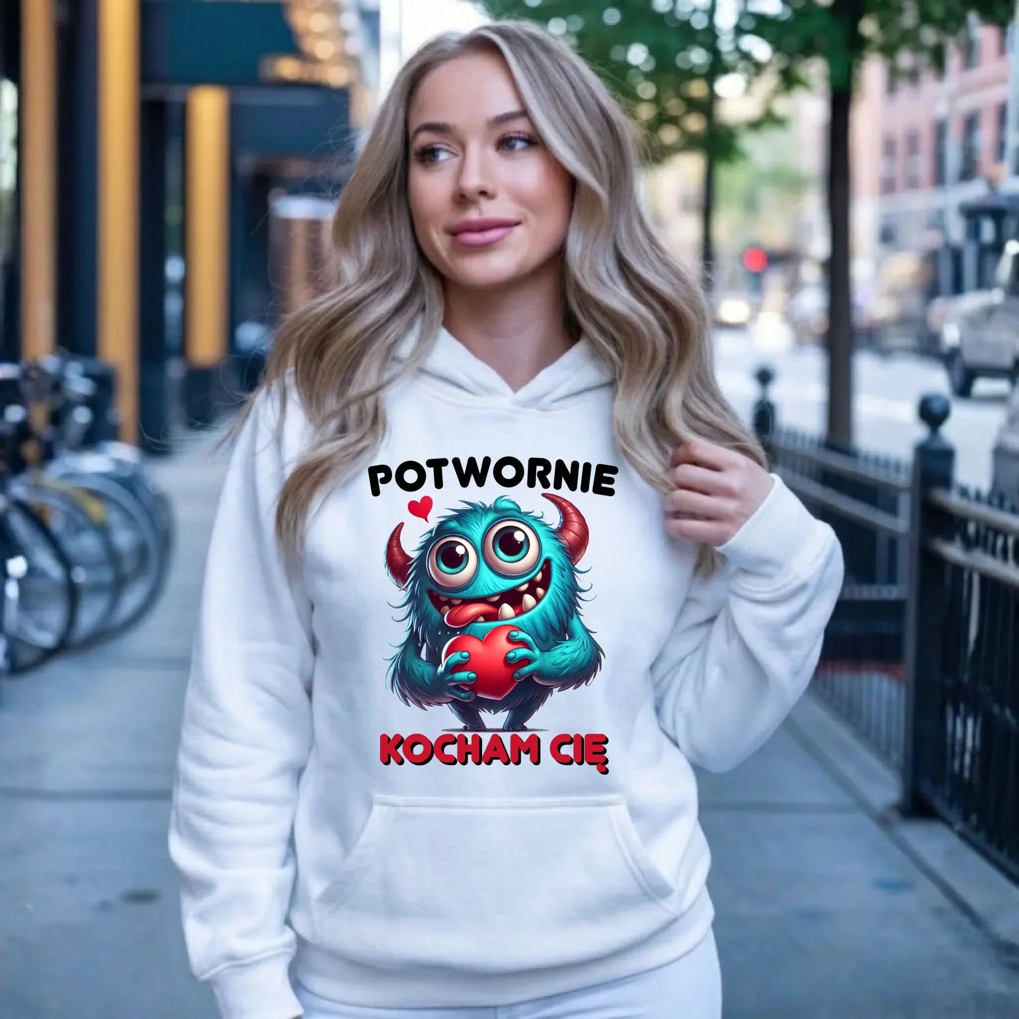 Bluza damska z kapturem - Potwornie Kocham Cię W45 - StoryCups.pl