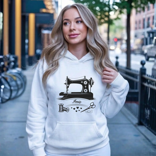 Bluza damska z kapturem szyciowa dla krawcowej - Maszyna vintage- personalizowana HS34 - StoryCups.pl