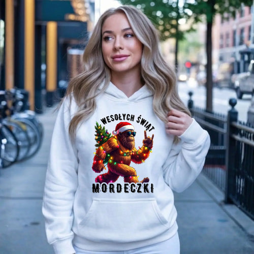 Bluza damska z kapturem świąteczna - prezent na święta - Yeti Wesołych Świąt mordeczki BN152 - StoryCups.pl