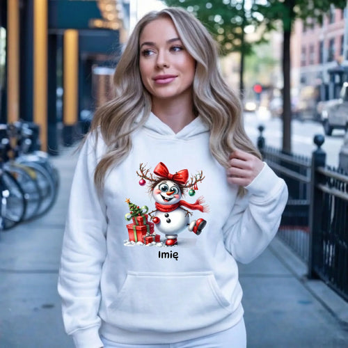Bluza damska z kapturem świąteczna - Bałwanek - personalizowana BN123 - StoryCups.pl