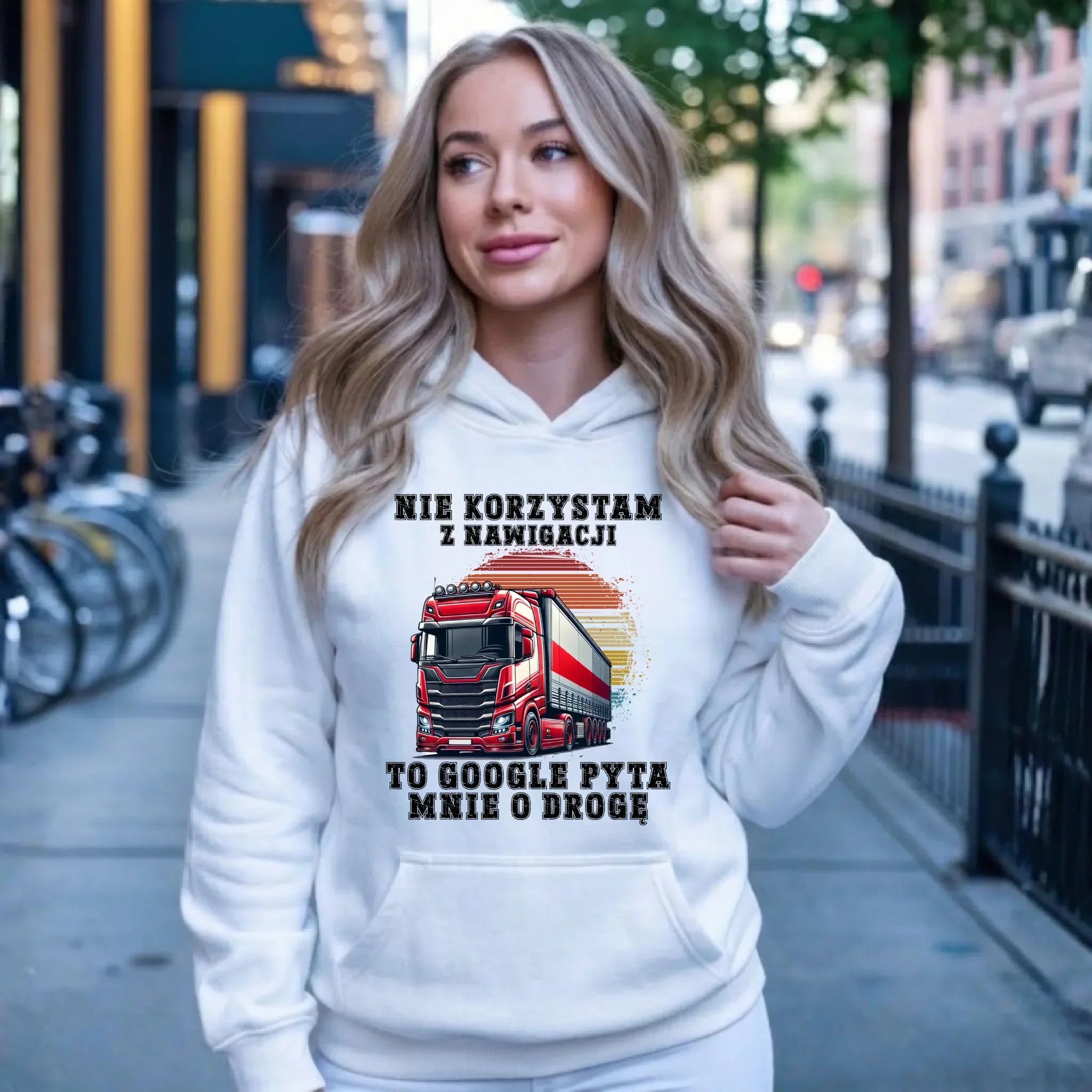 Bluza damska z kapturem - kierowca ciężarówki - Google pyta mnie o drogę ZKT10 - StoryCups.pl