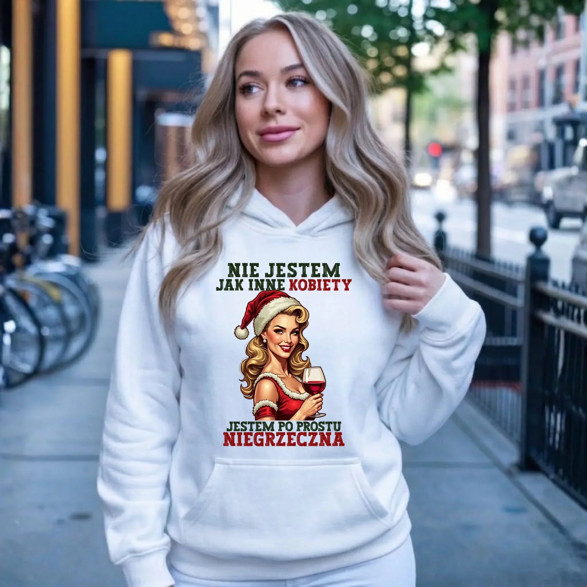 Bluza damska z kapturem świąteczna - prezent dla niej - Nie jestem jak inne kobiety BN03 - StoryCups.pl