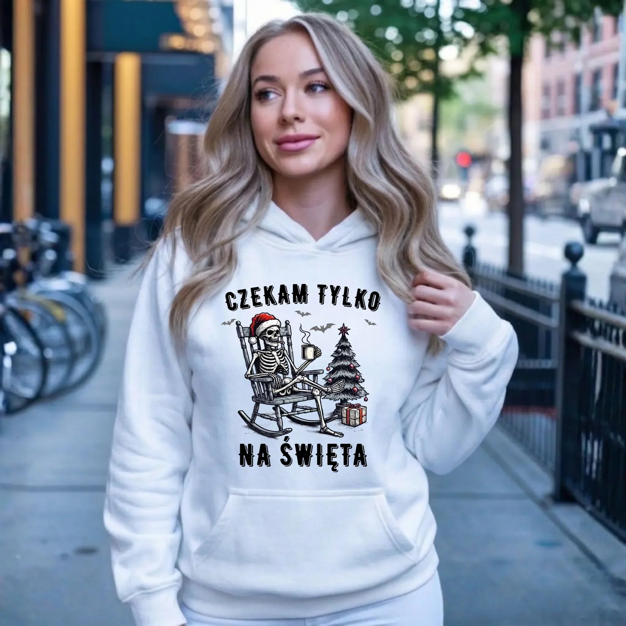 Bluza damska z kapturem świąteczna - Czekam tylko na święta BN56 - StoryCups.pl
