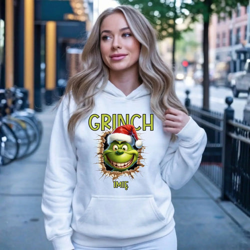 Bluza damska z kapturem świąteczna - Grinch - personalizowana BN112 - StoryCups.pl