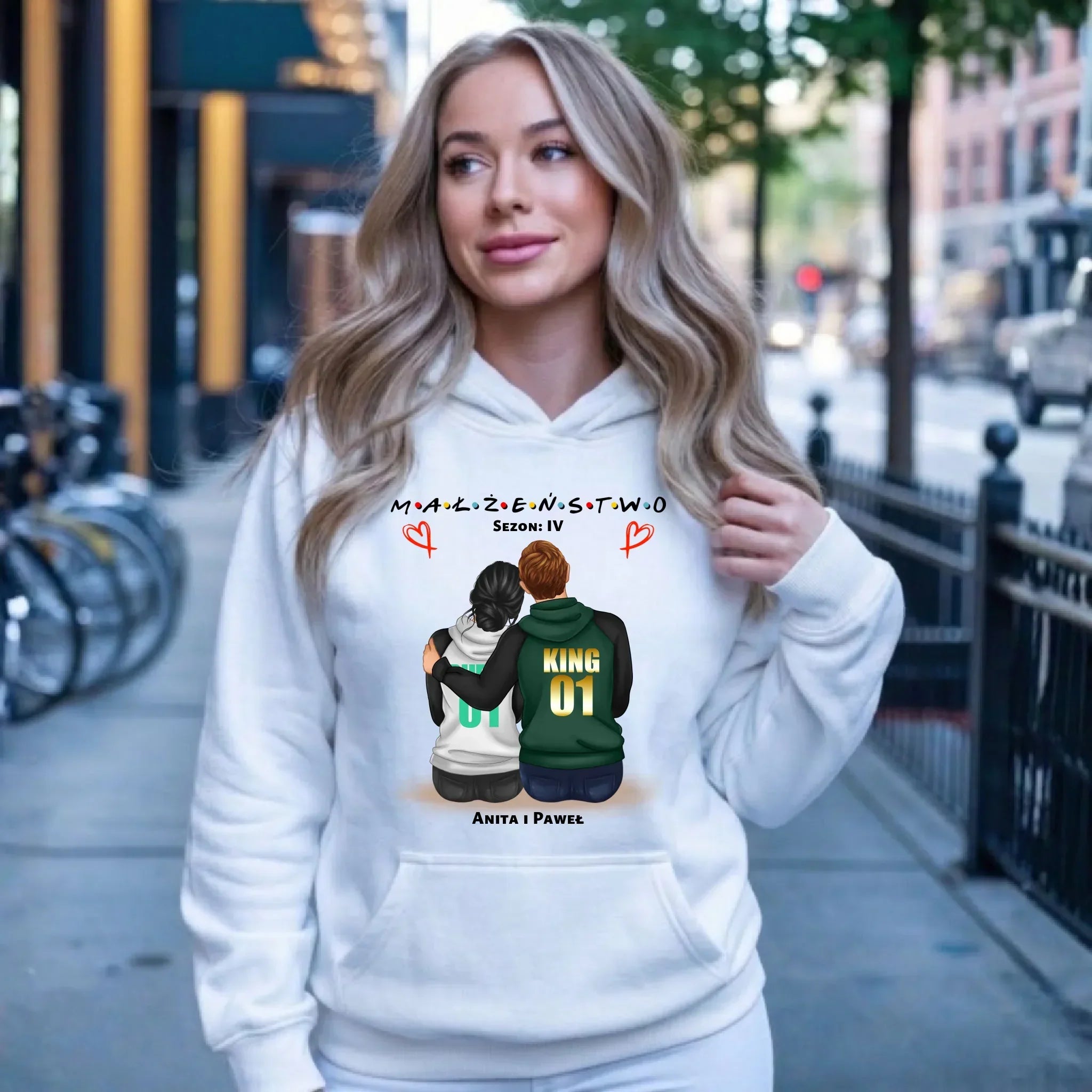 Bluza damska z kapturem dla żony - Małżeństwo Sezon - personalizowana W05 - StoryCups.pl