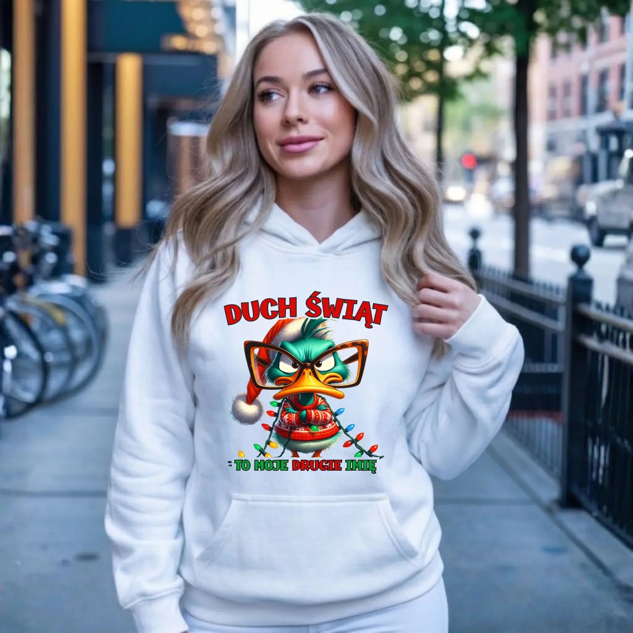 Bluza damska z kapturem świąteczna - Duch Świąt to moje drugie imię BN76 - StoryCups.pl