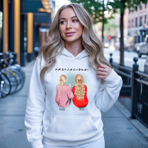Bluza damska z kapturem - prezent dla przyjaciółki - personalizowane postacie 2-4 osoby PR02 - StoryCups.pl