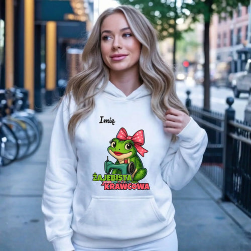 Bluza damska z kapturem szyciowa dla krawcowej - Żajebista Krawcowa - personalizowana HS32 - StoryCups.pl