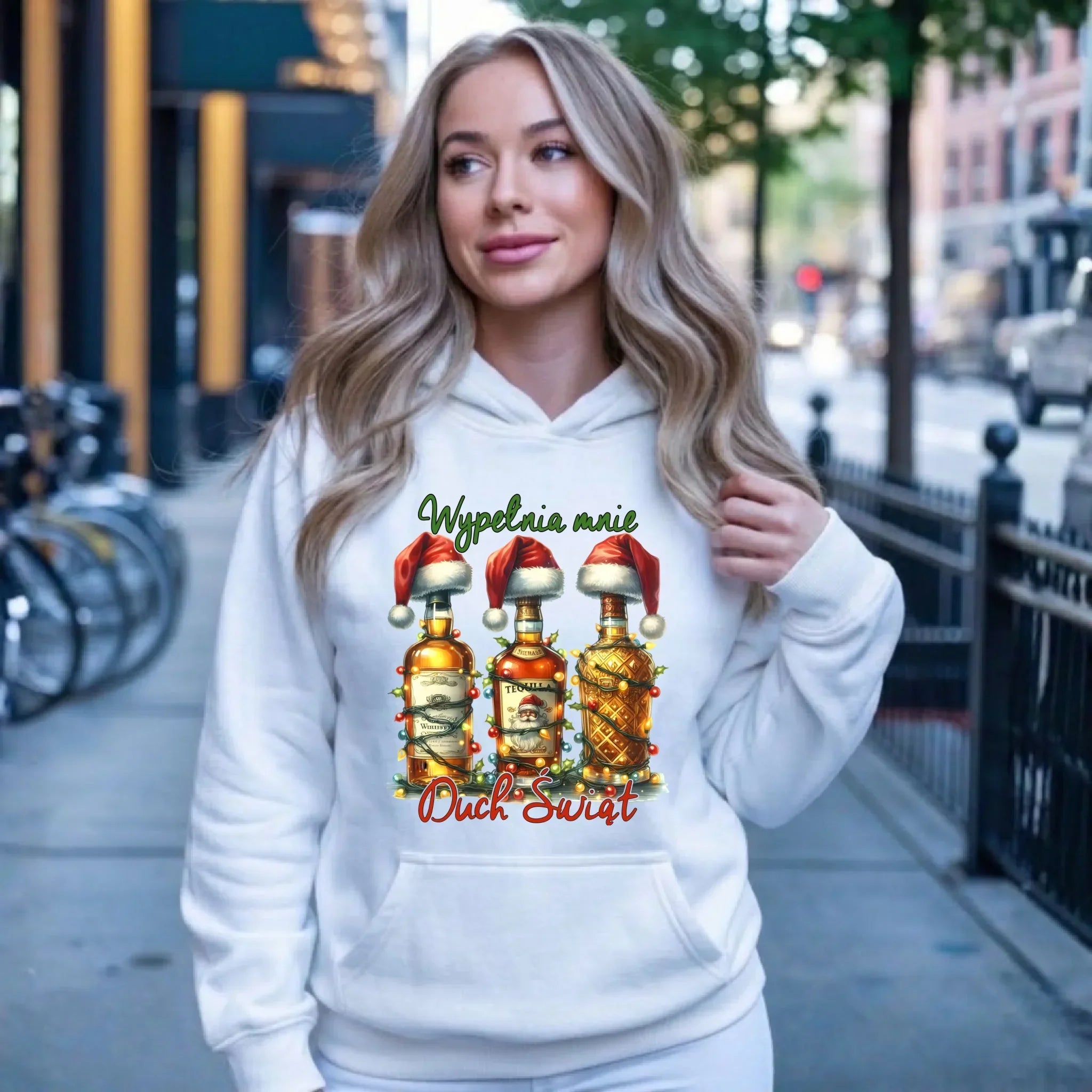 Bluza damska z kapturem świąteczna - Wypełnia mnie Duch Świąt BN69 - StoryCups.pl