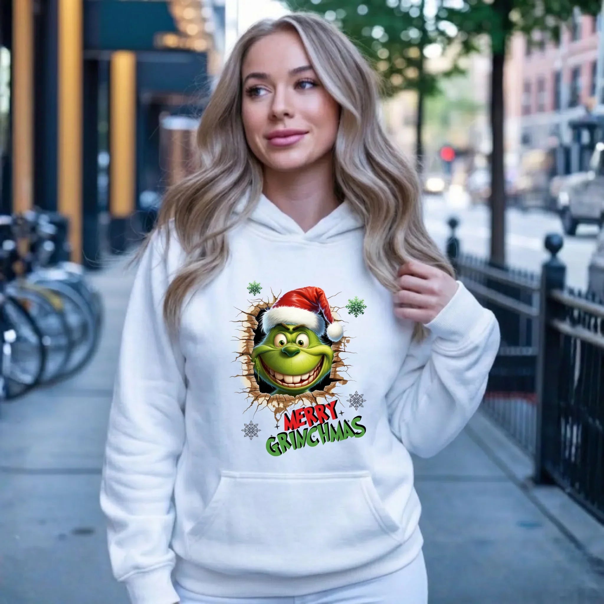 Bluza damska z kapturem świąteczna - Grinch - Merry Grinchmas BN113 - StoryCups.pl