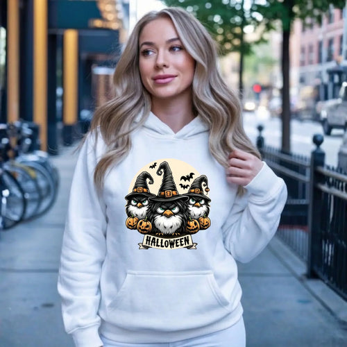 Bluza damska z kapturem na Halloween - Upiorne sowy wiedźmy HL15 - StoryCups.pl