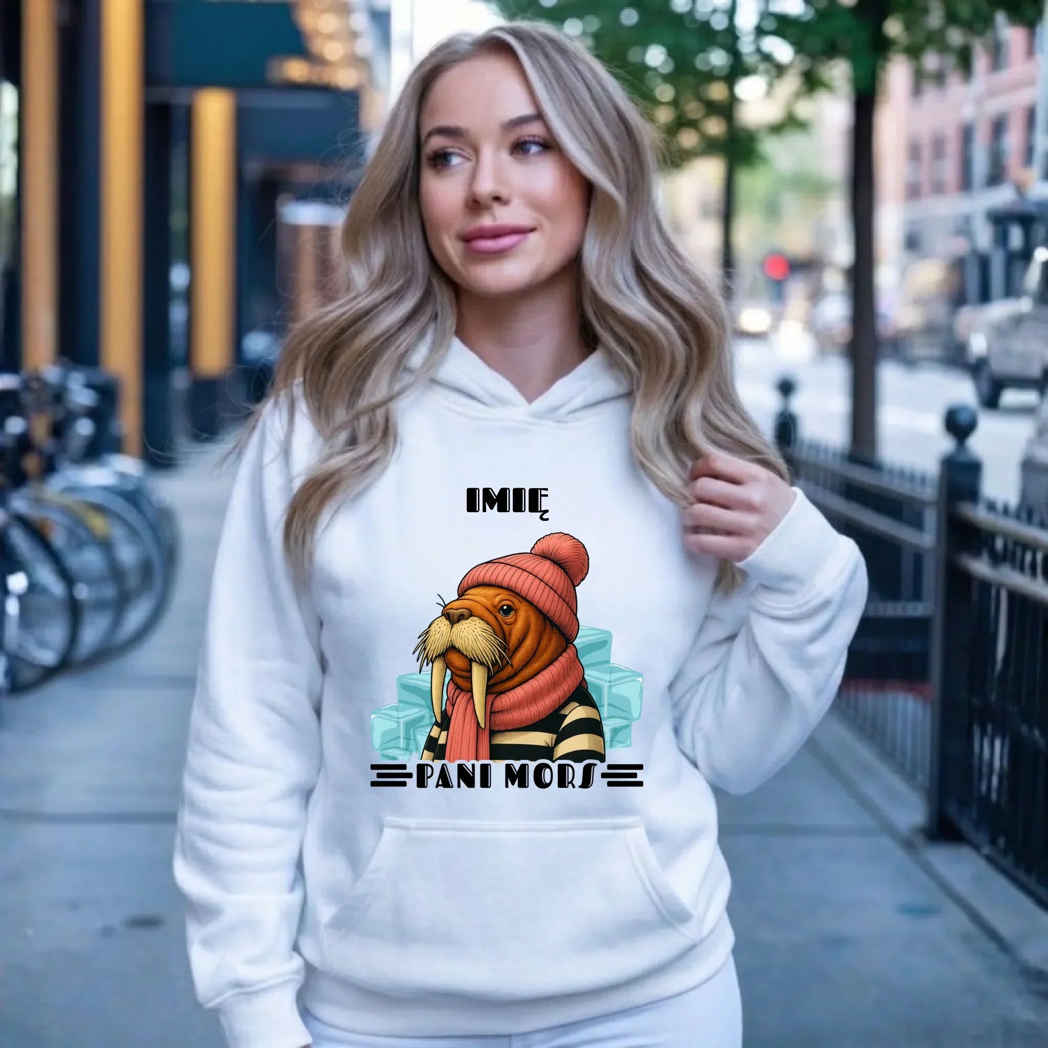Bluza damska z kapturem - prezent dla morsa - Pani Mors - personalizowana HM16