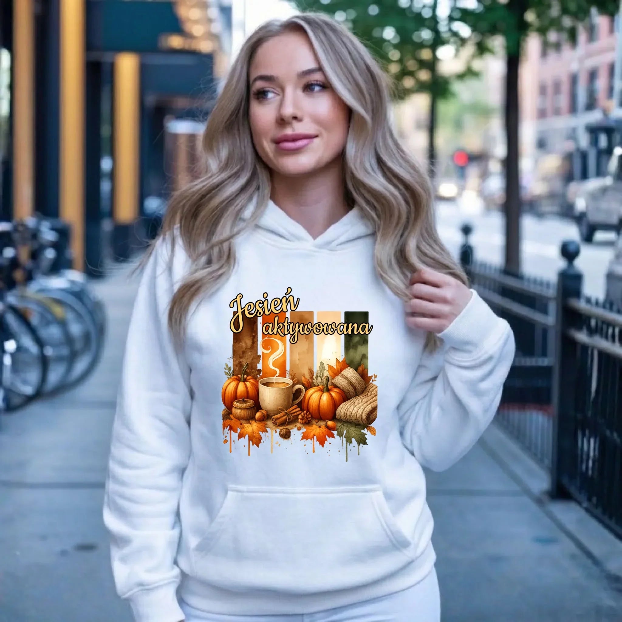 Bluza damska z kapturem jesienna - Jesień aktywowana JS26 - StoryCups.pl