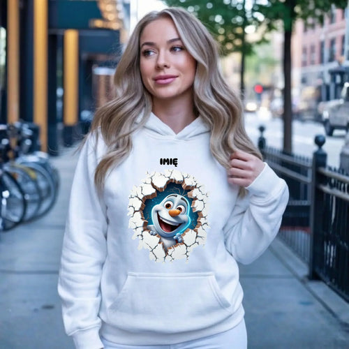 Bluza damska z kapturem świąteczna - Bałwan 3D - personalizowana BN84 - StoryCups.pl