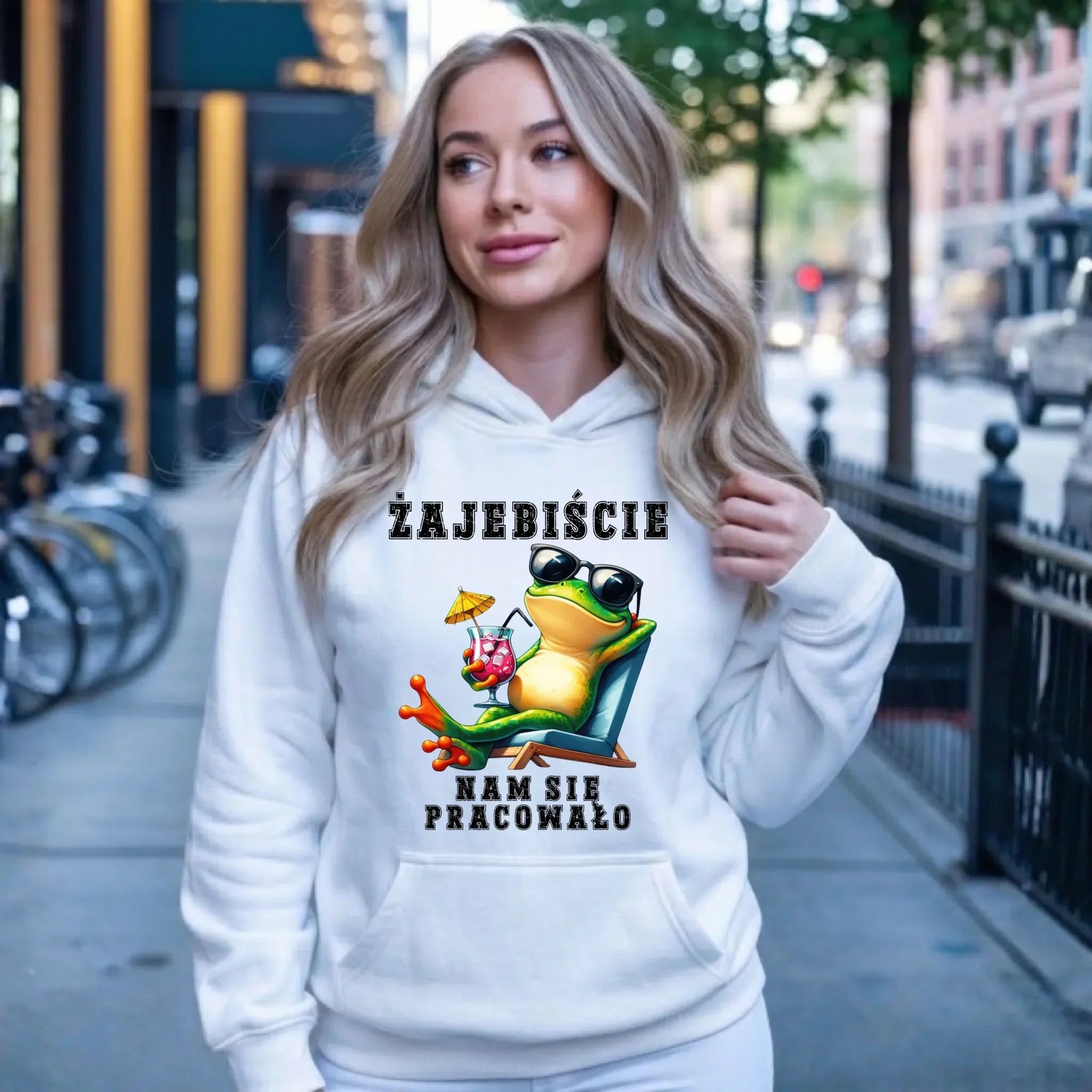 Bluza damska z kapturem na odejście z pracy - Żajebiście nam się pracowało OP09 - StoryCups.pl