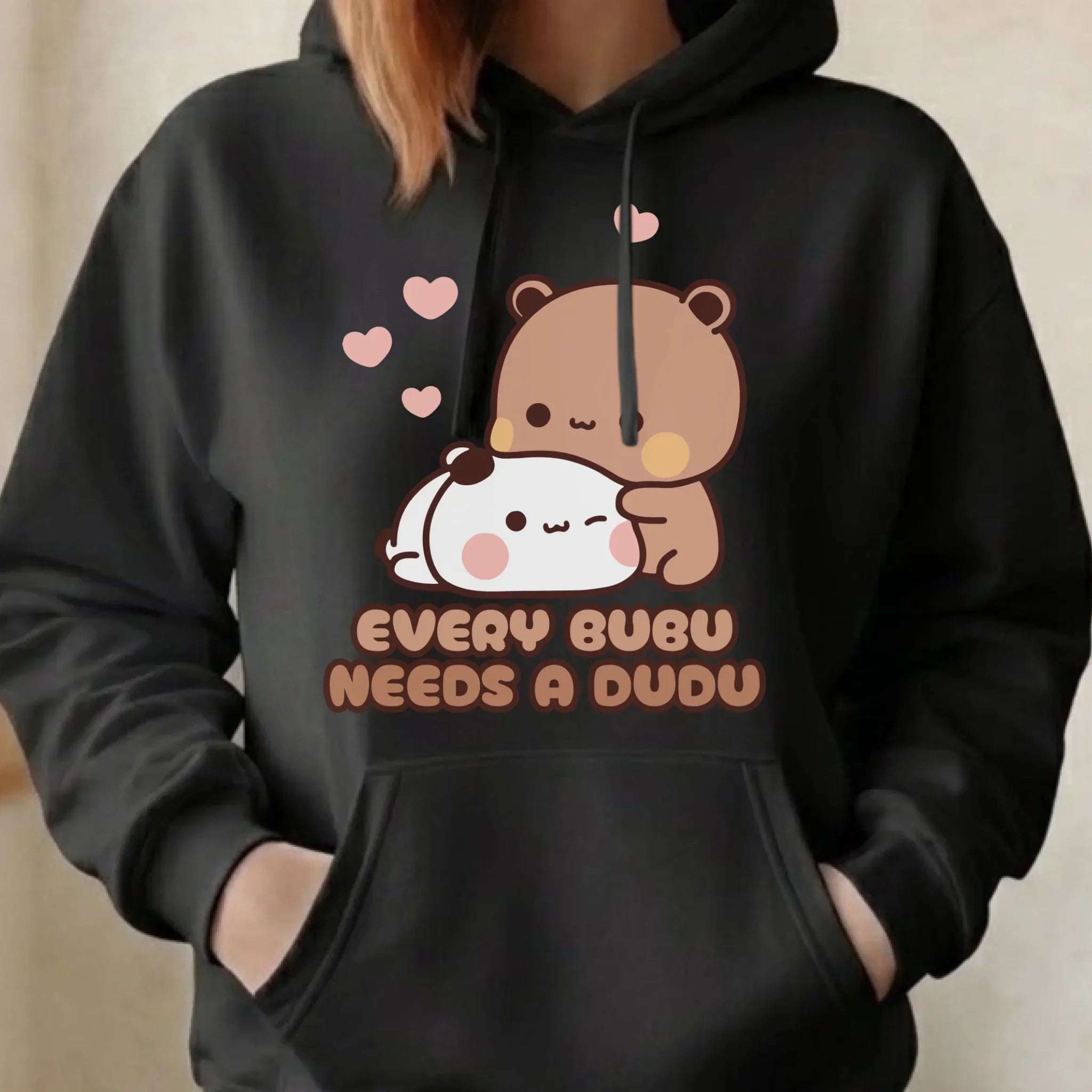 Bluza damska z kapturem dla par - Every Bubu needs a Dudu W33