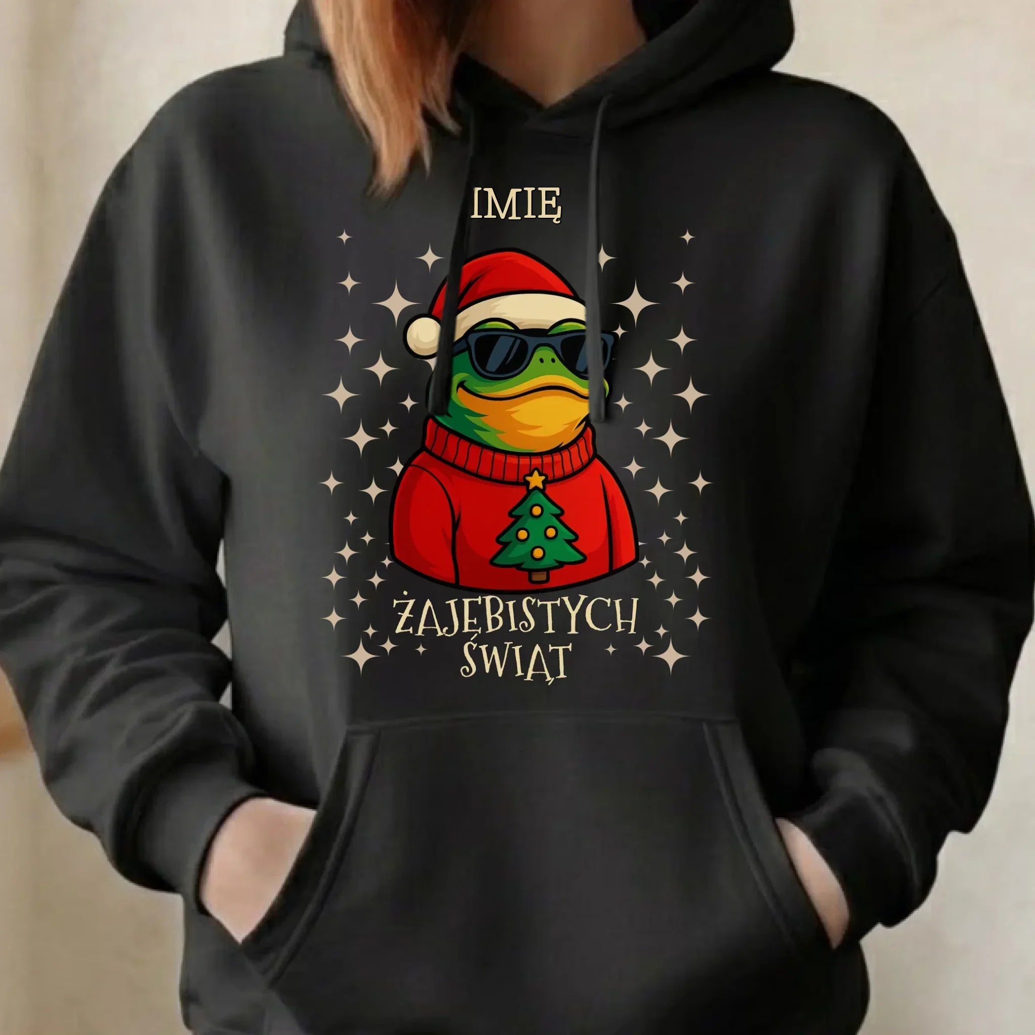 Bluza damska z kapturem świąteczna - Żajebistych Świąt - personalizowana BN144 - StoryCups.pl