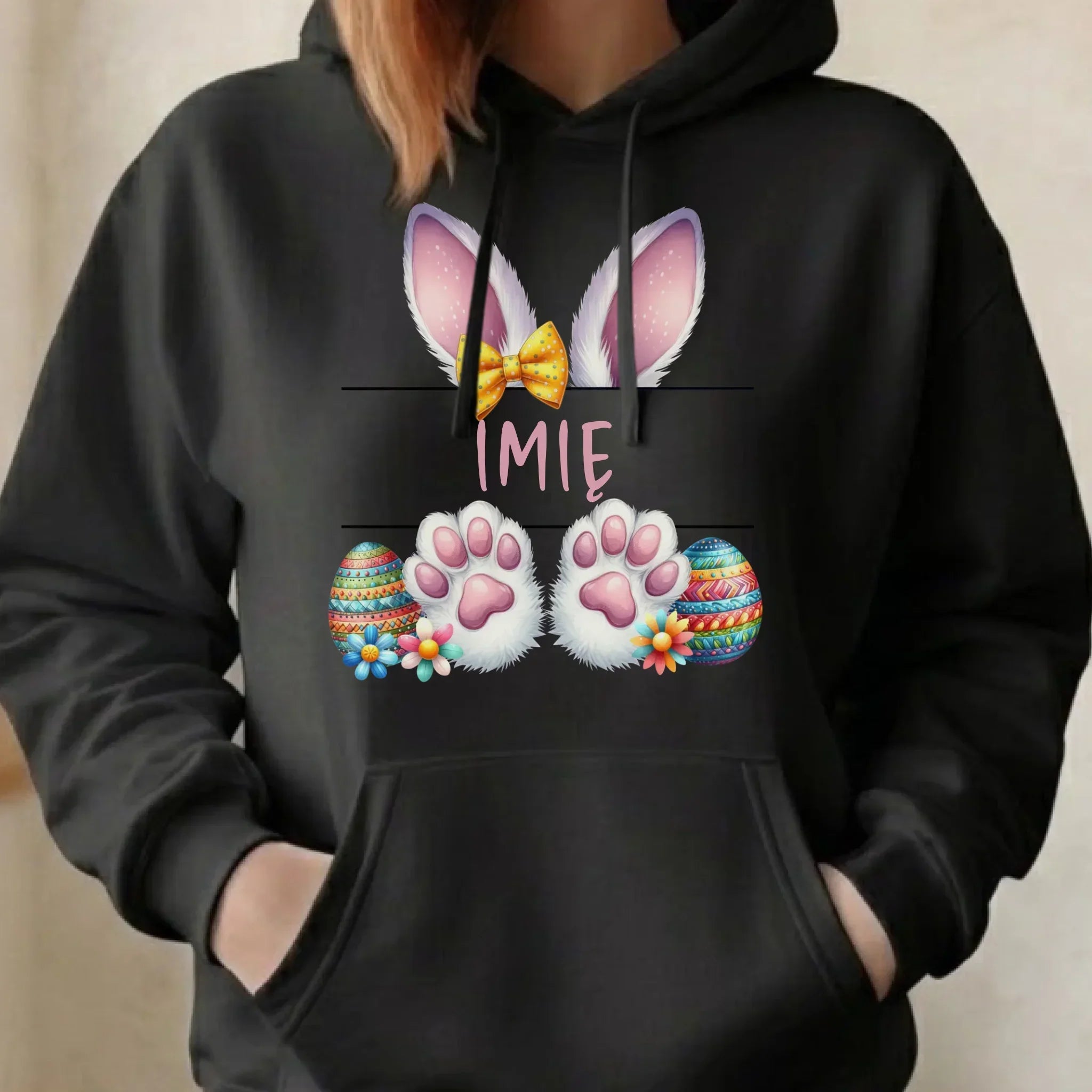 Bluza damska z kapturem wielkanocna - Zajączek - personalizowana WN13 - StoryCups.pl