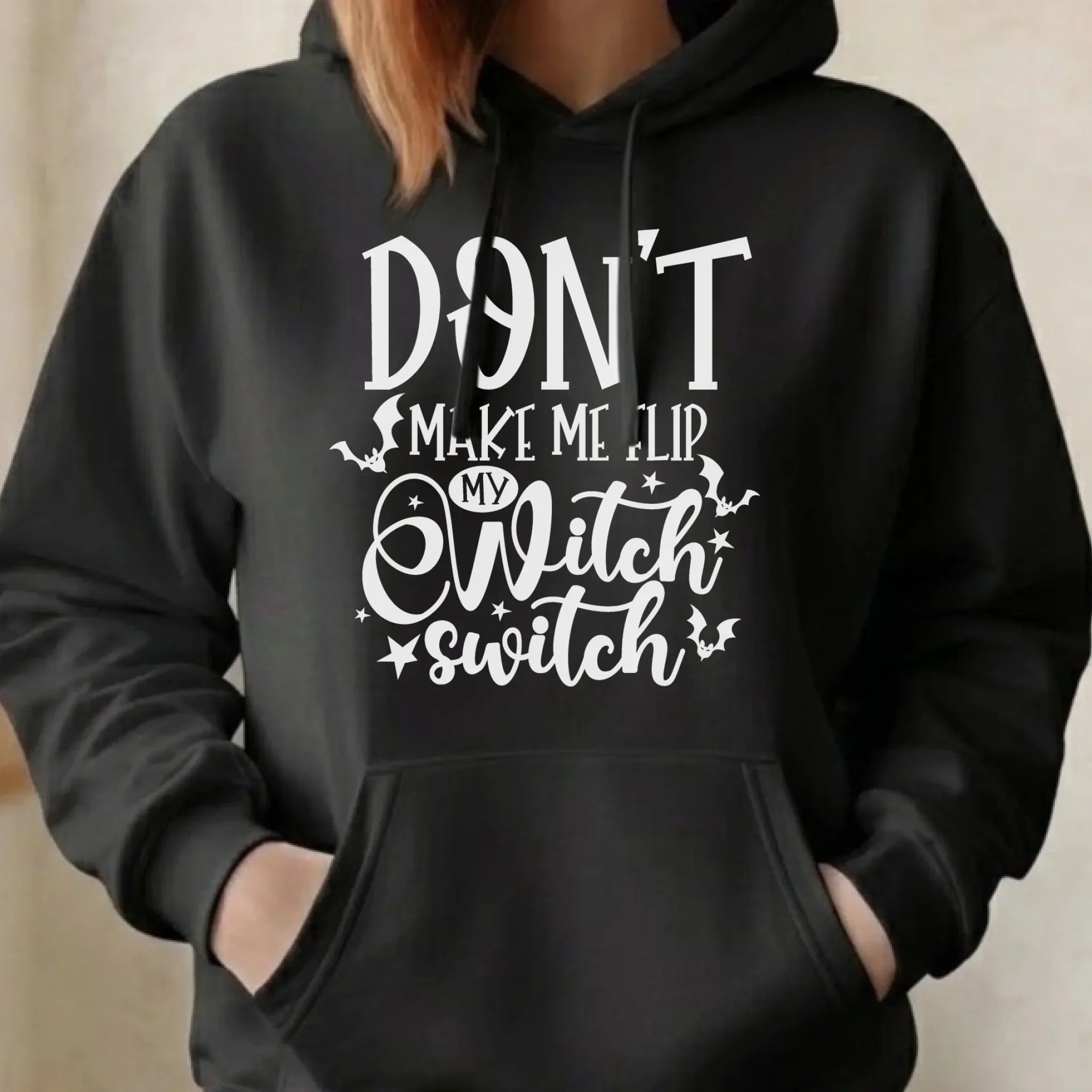 Bluza damska z kapturem na Halloween - Don't make me flip my witch switch - śmieszna HL11 - StoryCups.pl
