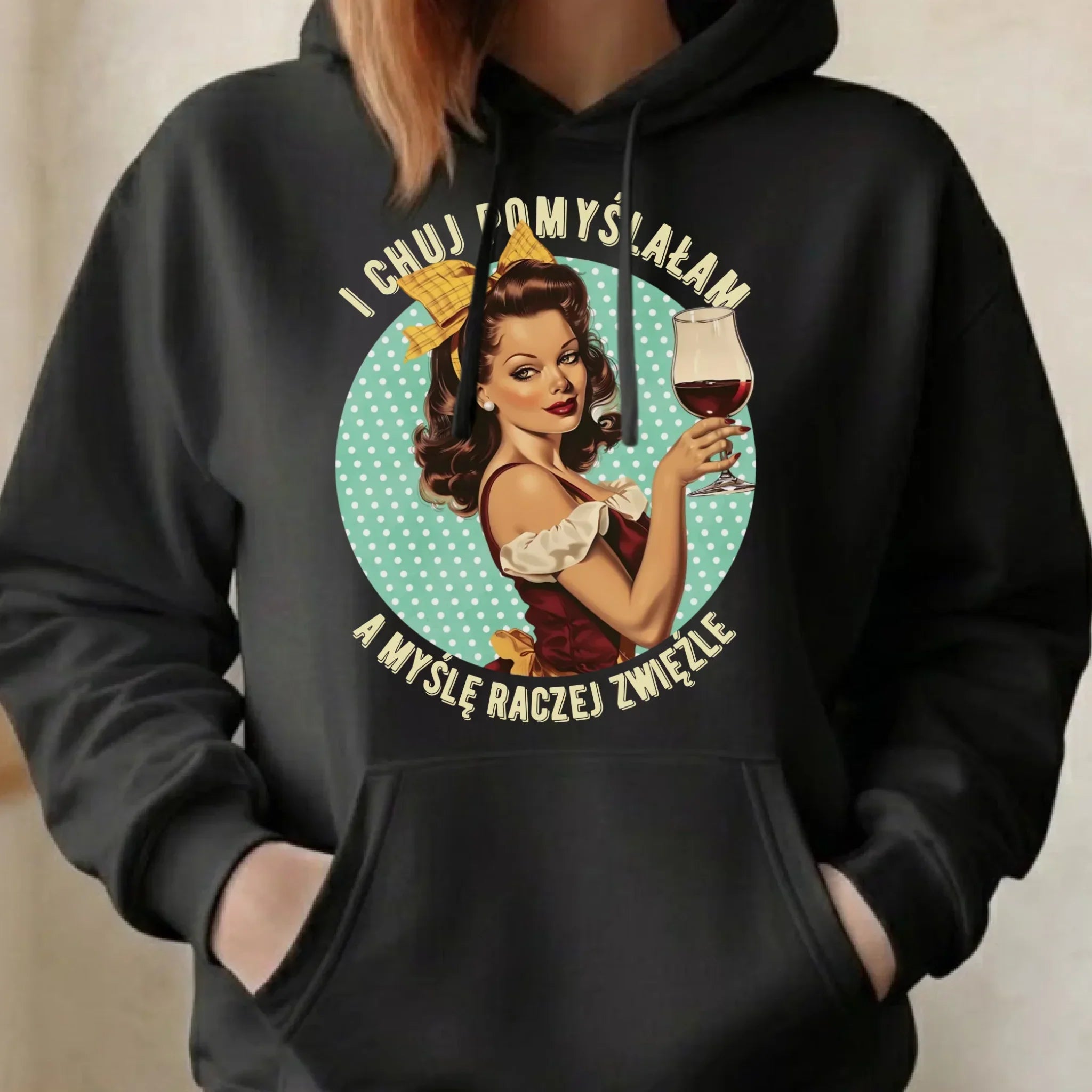 Bluza damska z kapturem retro - I ch*j pomyślałam, a myślę raczej zwięźle - bez cenzury DZ13 - StoryCups.pl