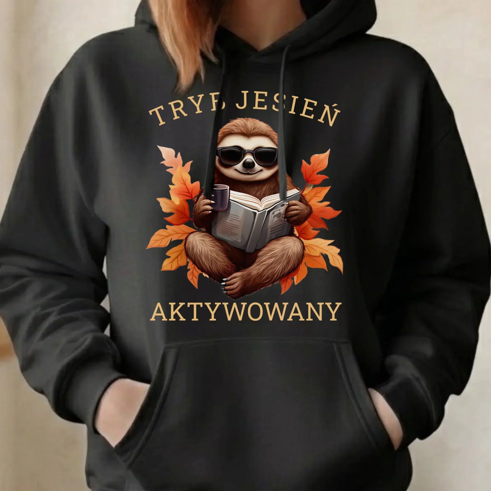 Bluza damska z kapturem jesienna - Leniwiec - Tryb jesień aktywowany JS23 - StoryCups.pl