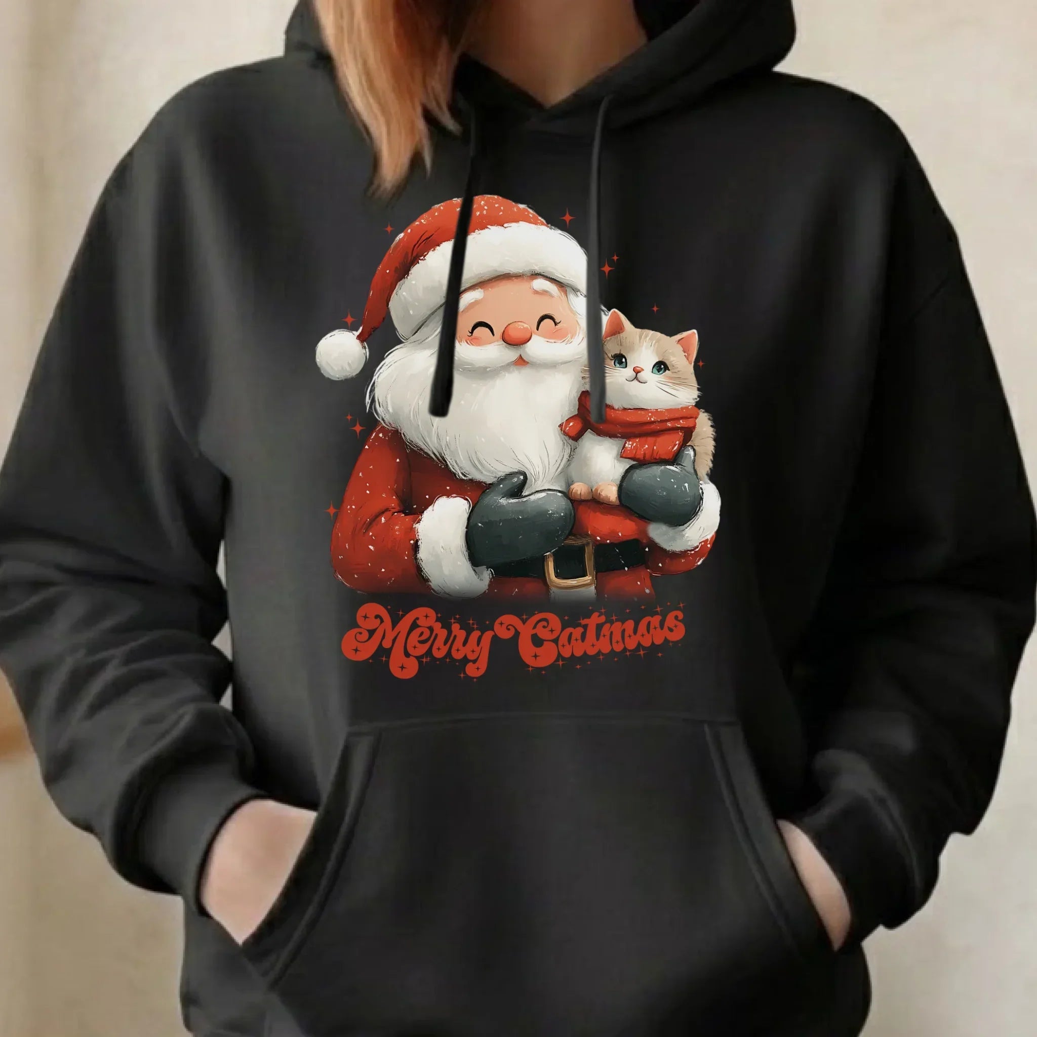Bluza damska z kapturem świąteczna - prezent dla kociary - Merry Catmas BN38 - StoryCups.pl