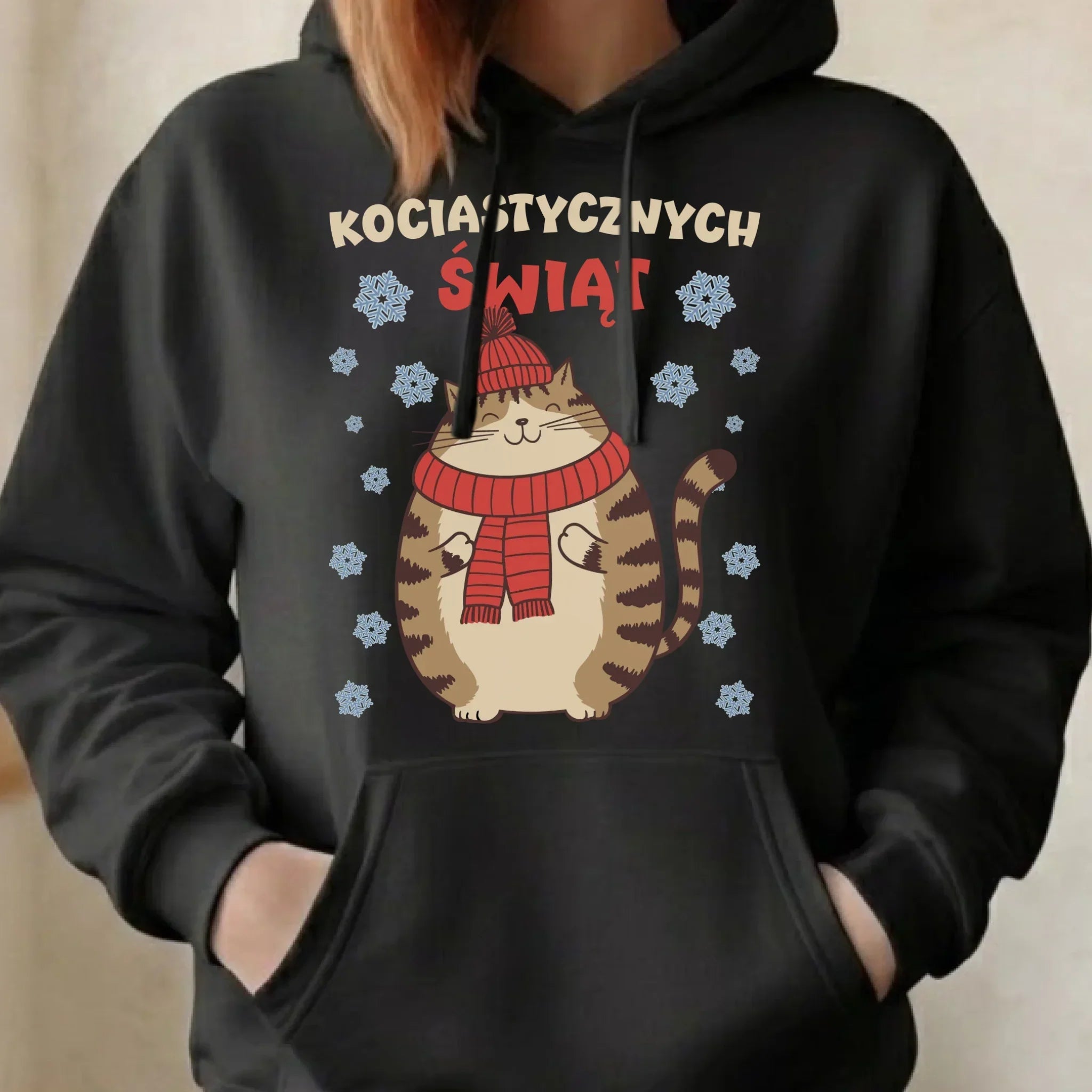 Bluza damska z kapturem świąteczna - prezent na święta - Kociastycznych świąt BN154 - StoryCups.pl