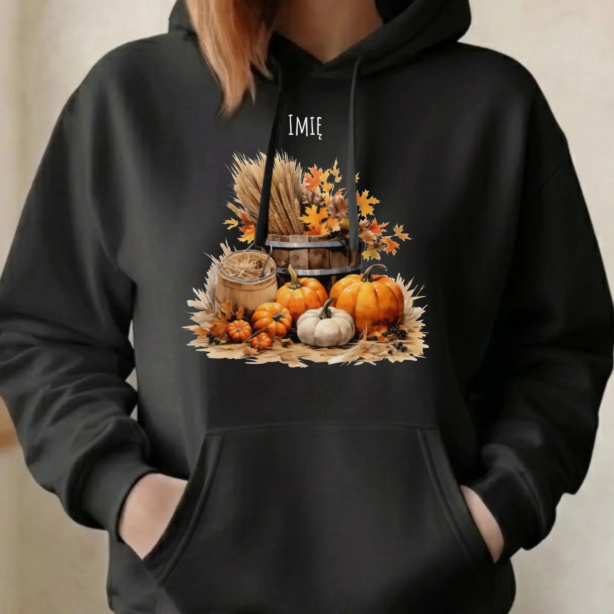 Bluza damska z kapturem jesieniara - Harvest vibes - personalizowana JS09 - StoryCups.pl