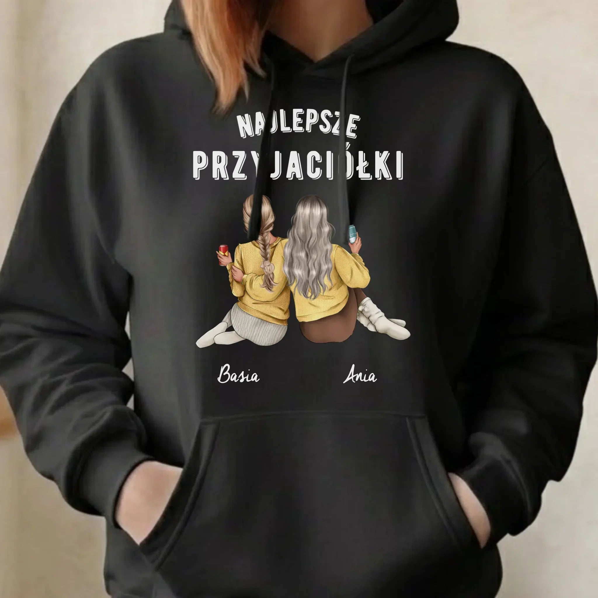 Bluza damska z kapturem - prezent dla przyjaciółek - Najlepsze przyjaciółki 2-4 osób - personalizowana PR01 - StoryCups.pl