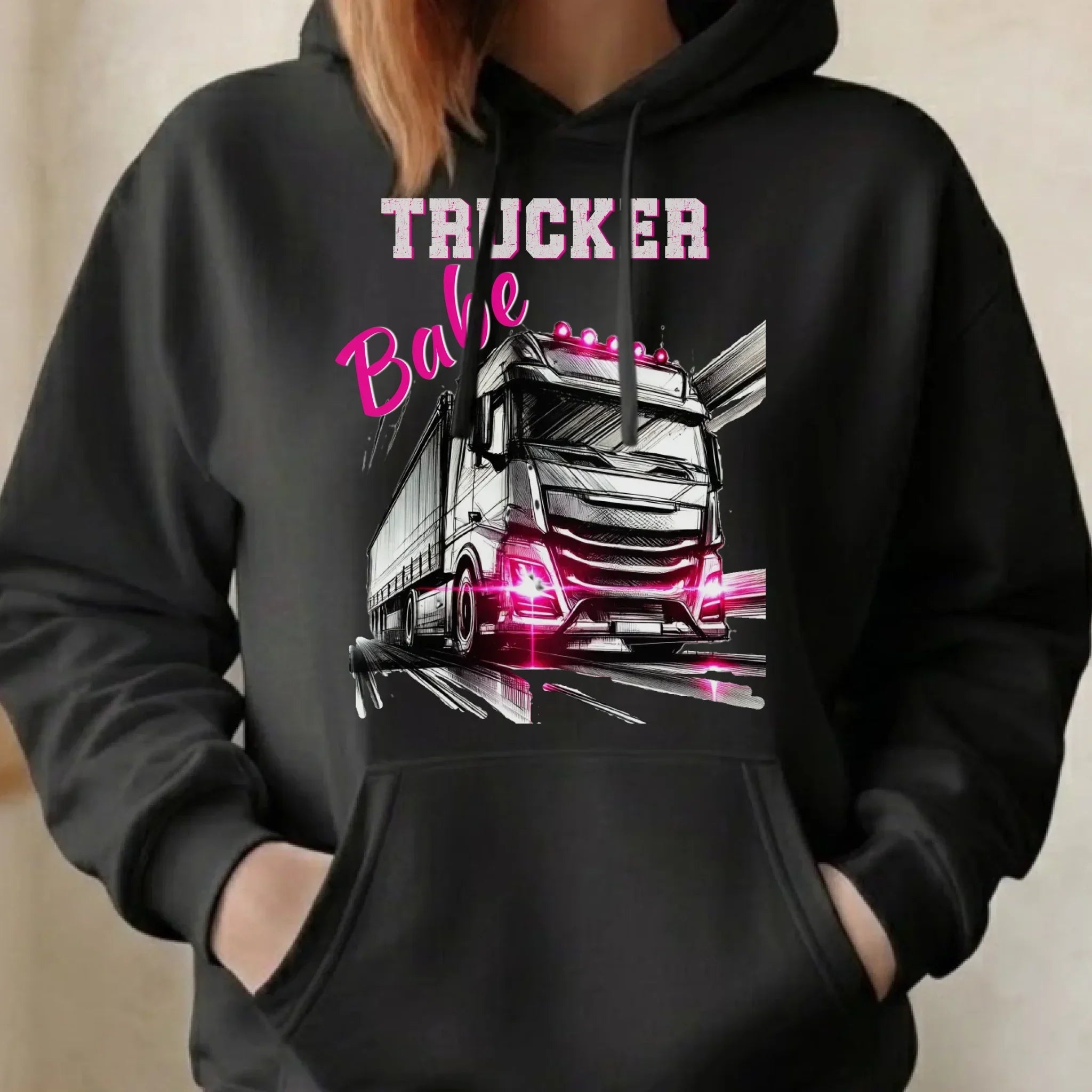 Bluza damska z kapturem - kierowca ciężarówki - Trucker Babe ZKT13 - StoryCups.pl