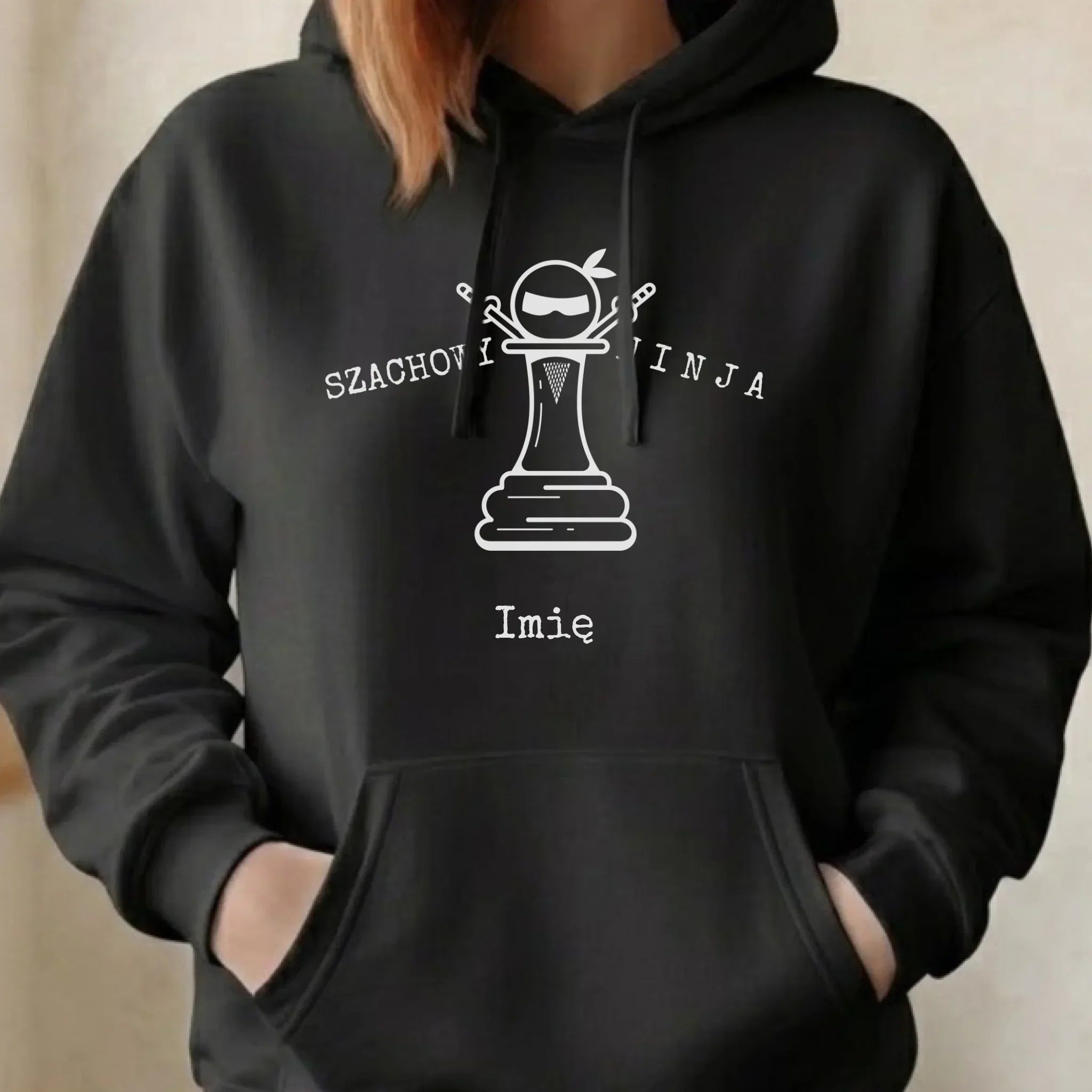Bluza damska dla szachisty - Szachowy ninja - personalizowana HSZ01 - StoryCups.pl