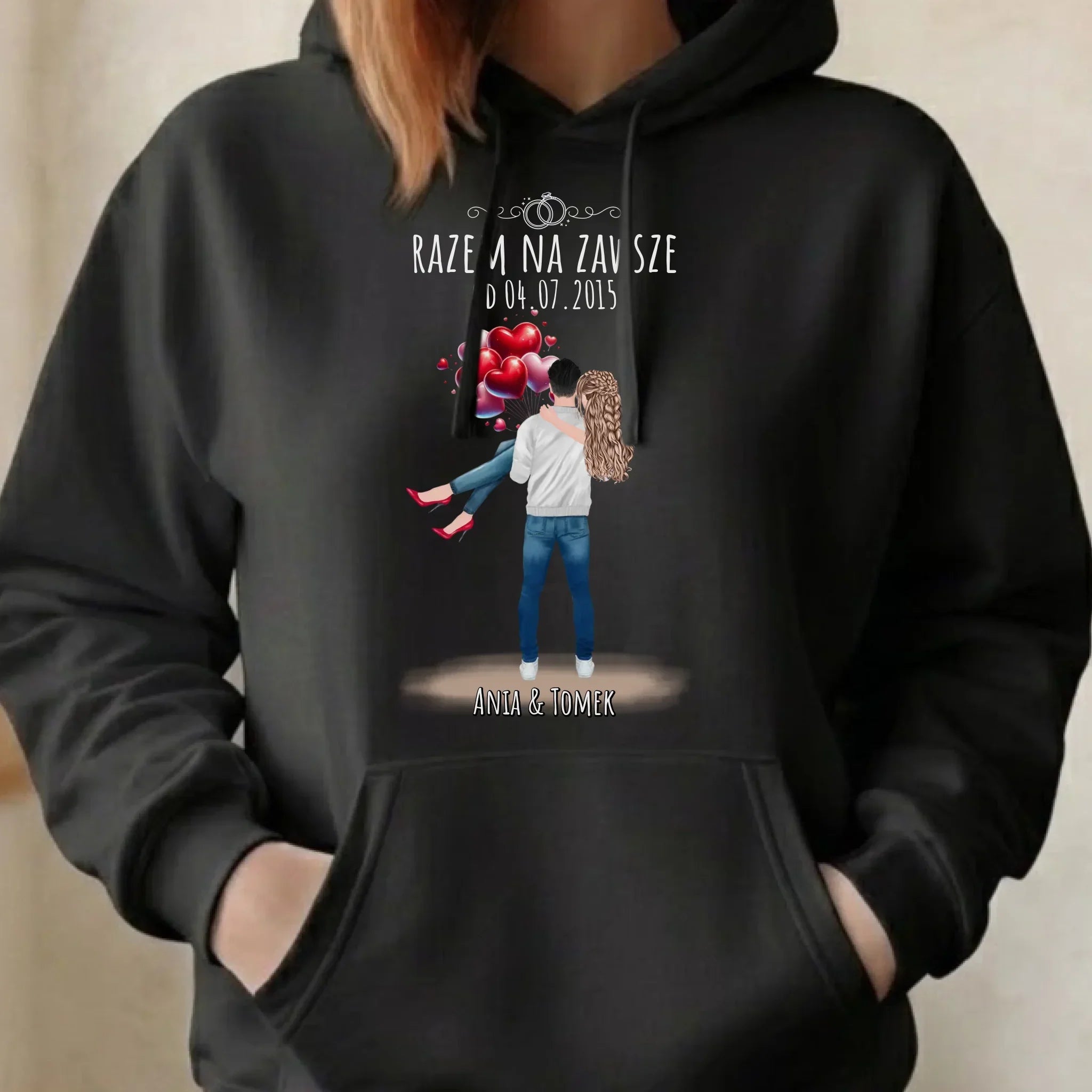 Bluza damska z kapturem dla par na rocznicę - Razem na zawsze - personalizowana W14 - StoryCups.pl