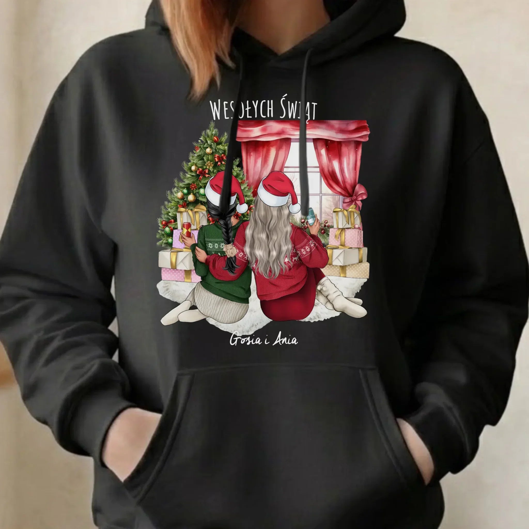 Bluza damska z kapturem świąteczna - prezent dla przyjaciółki - 2-4 przyjaciółek - personalizowana PR06 - StoryCups.pl