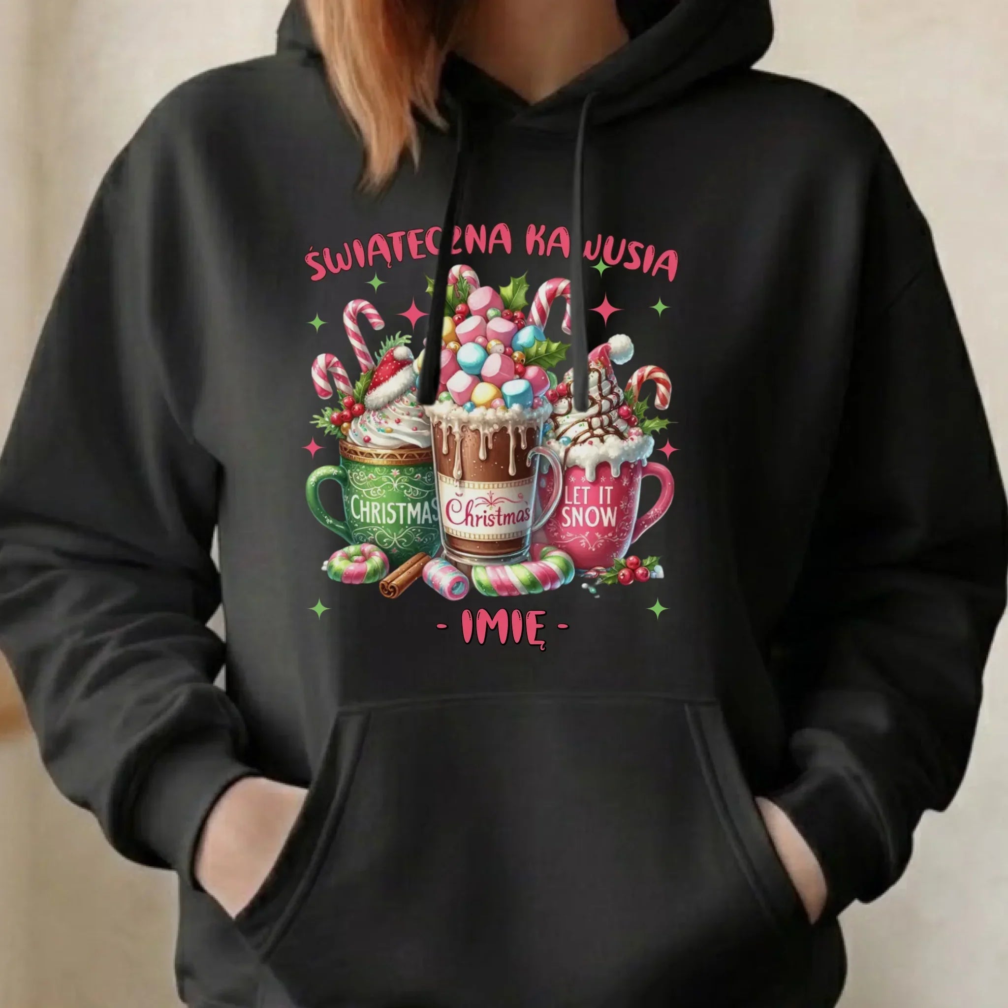 Bluza damska z kapturem świąteczna - Świąteczna kawusia - personalizowana BN29 - StoryCups.pl