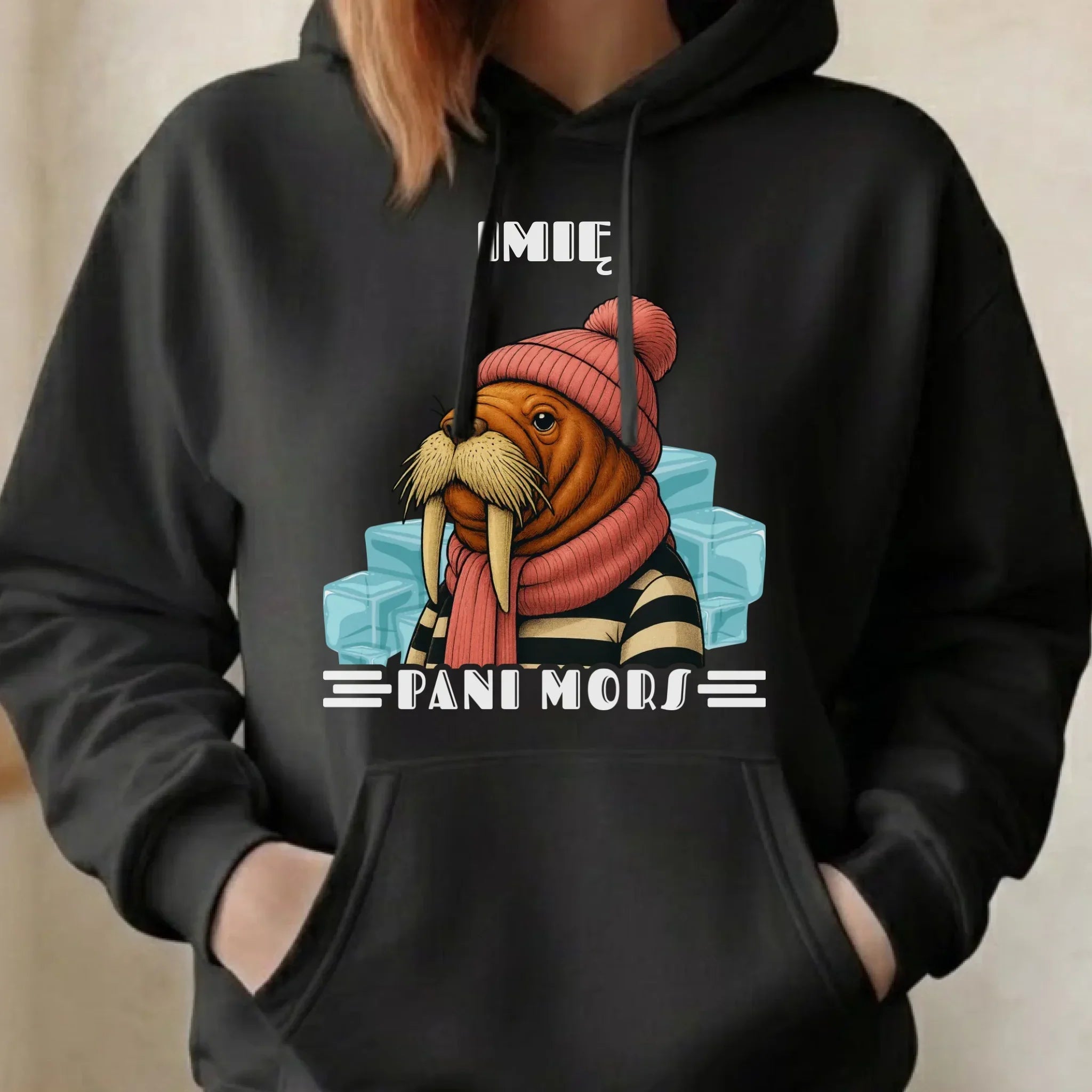 Bluza damska z kapturem - prezent dla morsa - Pani Mors - personalizowana HM16