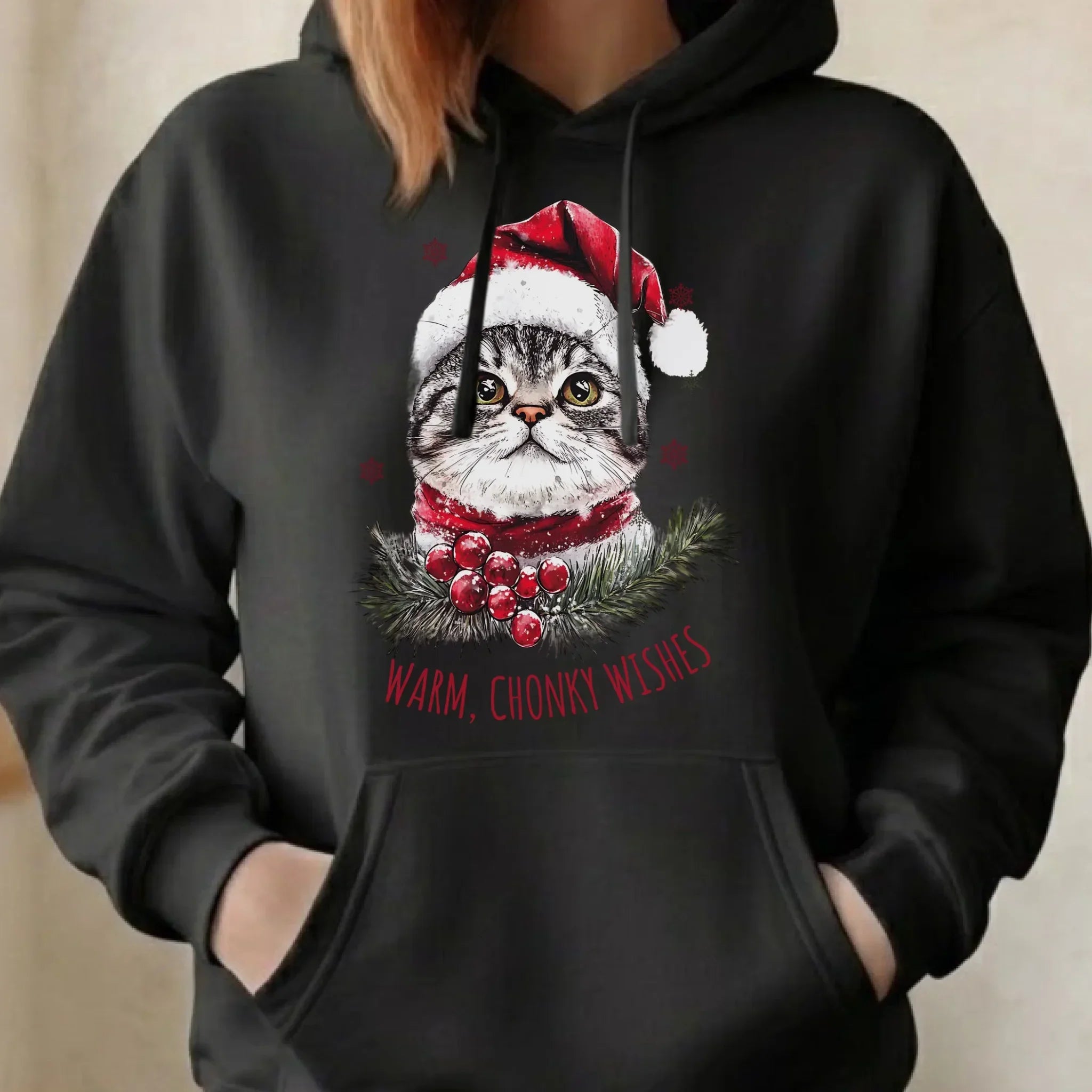 Bluza damska z kapturem świąteczna - Warm, Chonky Wishes BN36 - StoryCups.pl